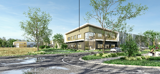 Vue de l'aménagement du parc d'activités à Villebon-sur-Yvette